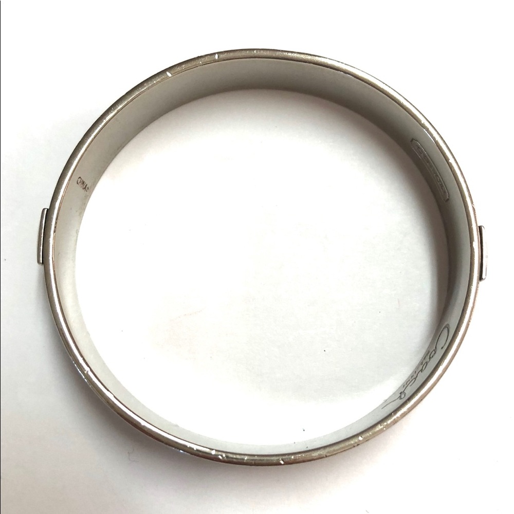 Coach Pattern Silver Tone Bangle Bracelet - image 5
